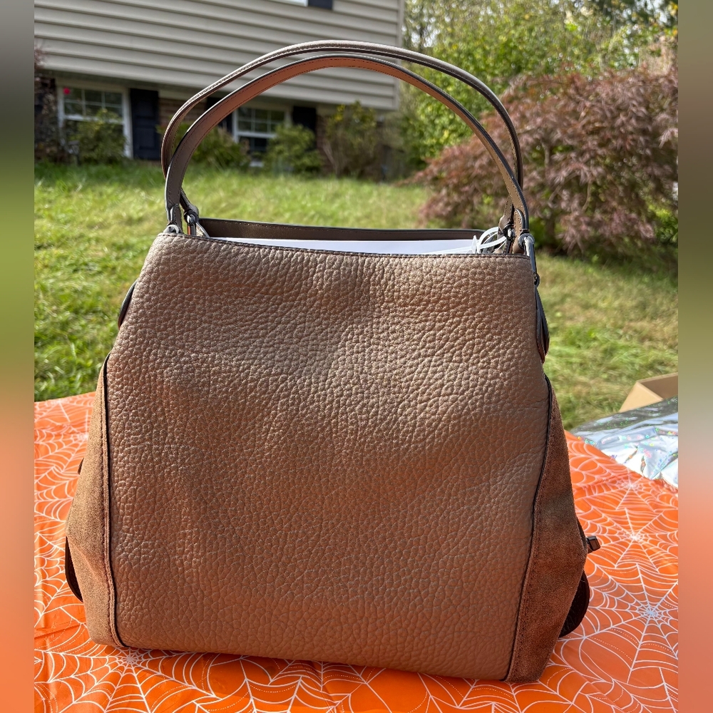 COACH Edie Bag Shoulder Brown Embossed Leather Suede - Never Worn/Tagged